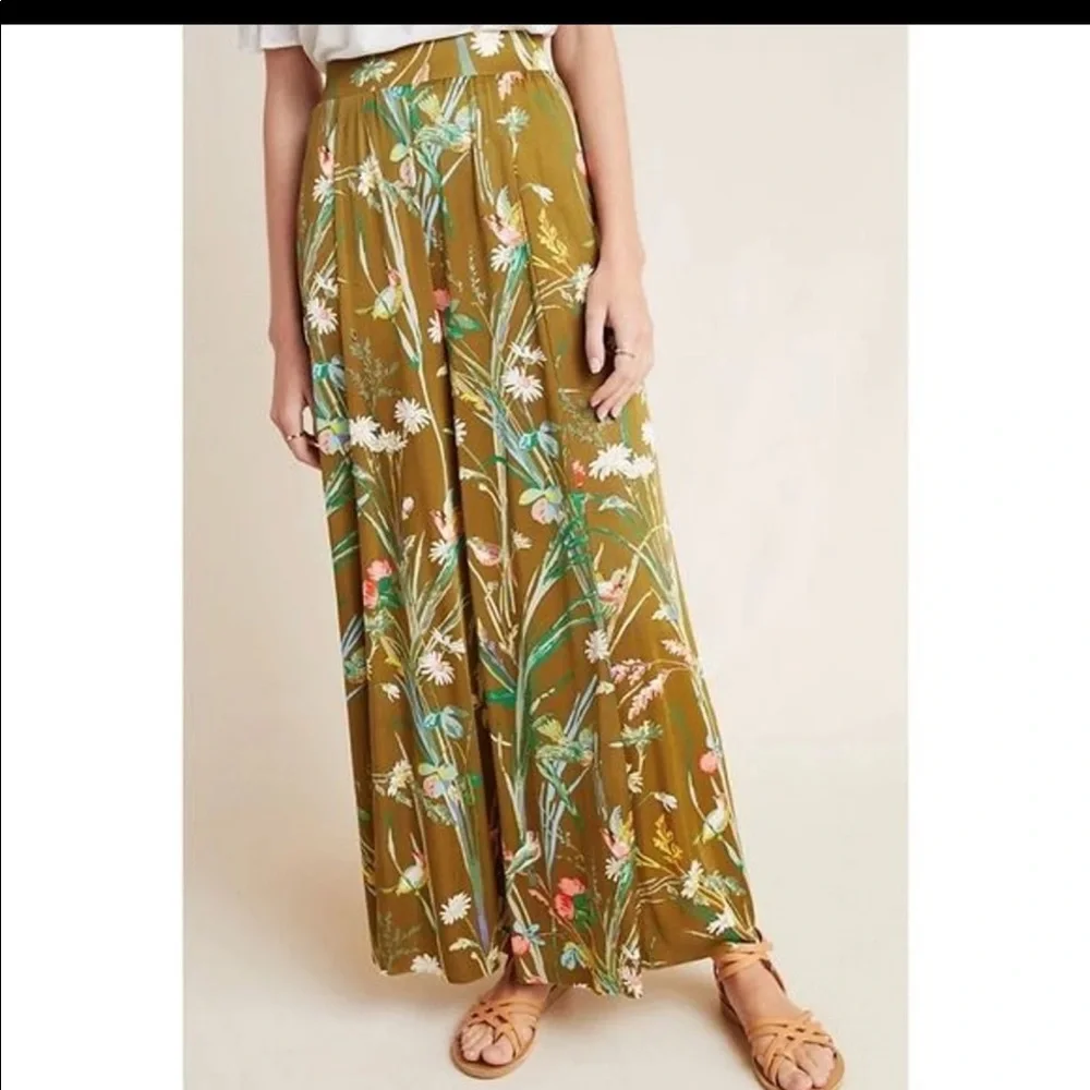 Anthropologie Green Wide-Leg Jumpsuit with Floral Design - Picture 4 of 10